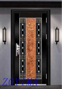 Z0YIMA/ G & K Great Door - Toughened Wrought Stainless Steel Glasses Black Color Door ZYM-S102